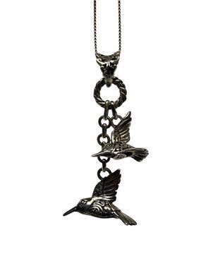 Annika Witt 925 Sterling Silver Dual-Hummingbird Pendant Filigree